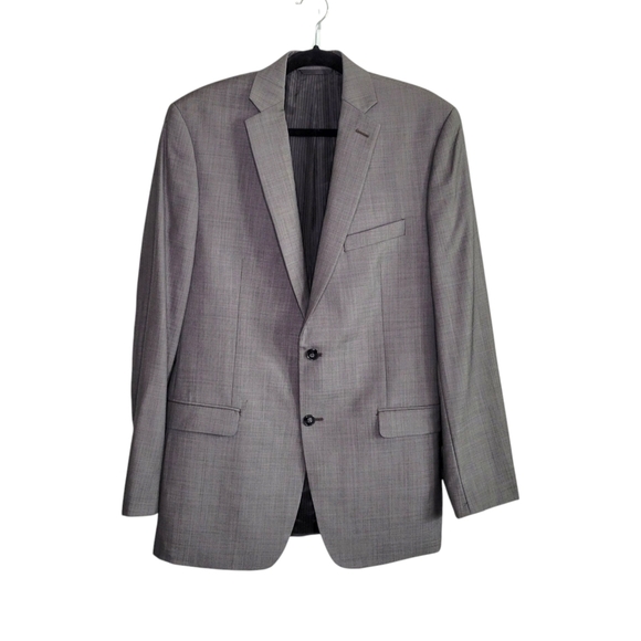 Calvin Klein Men's Gray Wool Two-Button Suit Jacket Size 40 Long Classic Fit - Picture 1 of 10